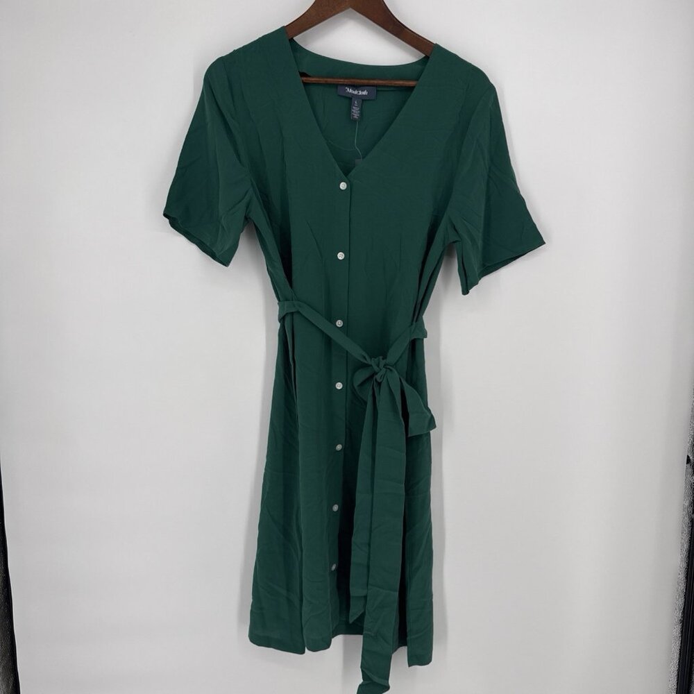 ModCloth Forest Green Button-Front Midi Dress